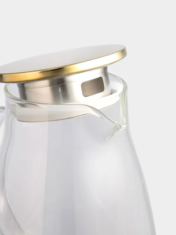 Jug, 2 l, with filter lid, glass B / steel, golden, Classic gold, image-6