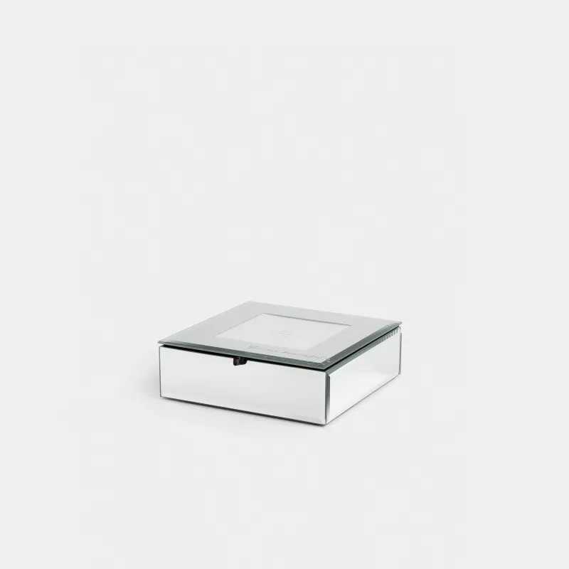 Jewelry box, 15x5 cm, with photo, glass, Mirror, Glossy