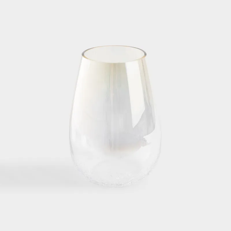 Flower vase, 26 cm, glass, beige gradient, Craquelure, Ice