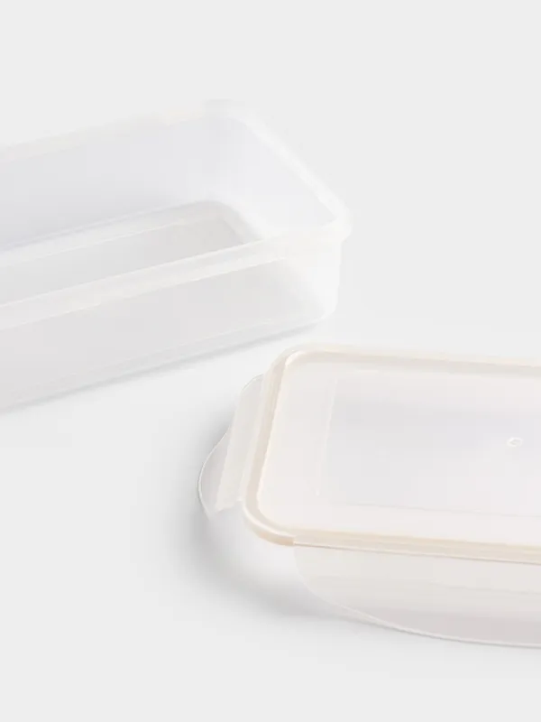 Container set, 3 pcs, with clips, plastic / silicone, rectangular, beige, Roomy clip, image-4