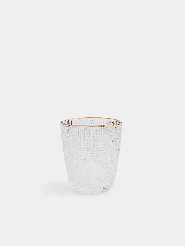 Glass, 10 cm, 320 ml, glass R, with golden edging, Grain gold, image-0