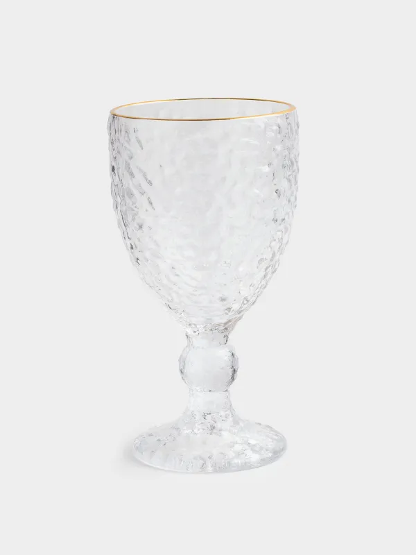 Wine goblet glass, 320 ml, glass, with golden edging, Nautilus Gold, image-0