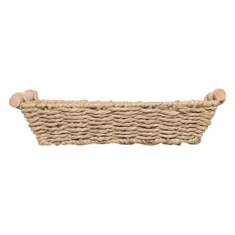 Storage basket, 25x15 cm, braided, with handles, cellulose, rectangular, Braided, image-2