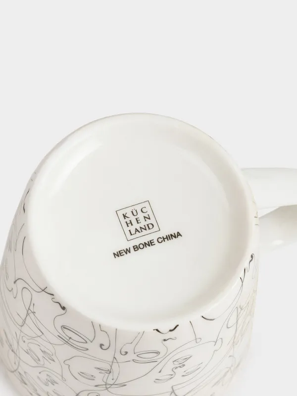 Mug, 420 ml, Porcelain N, Milk, Abstract faces, Face, image-2