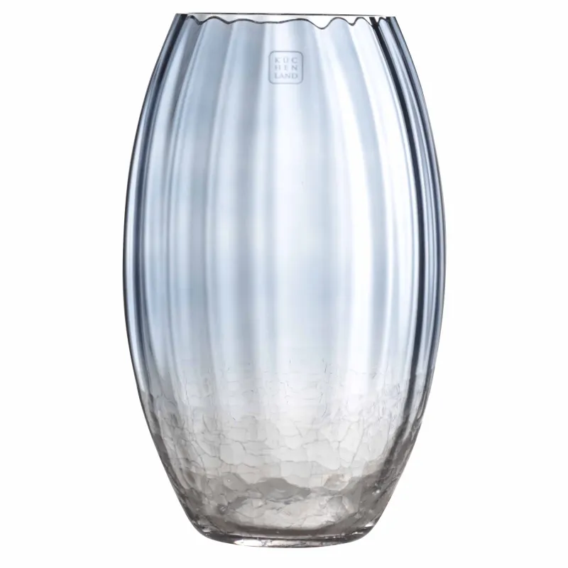 Flower vase, 24 cm, glass, blue gradient, Craquelure, Ice, image-2