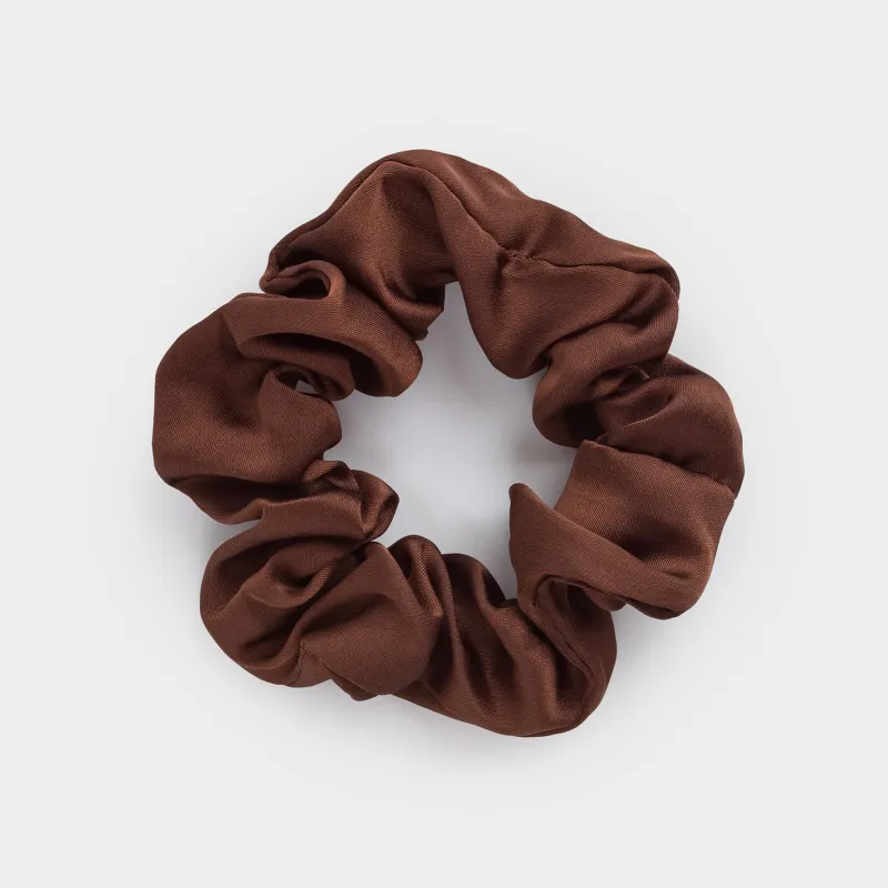 Elastic hair band, 6 cm, satin, brown, Silk