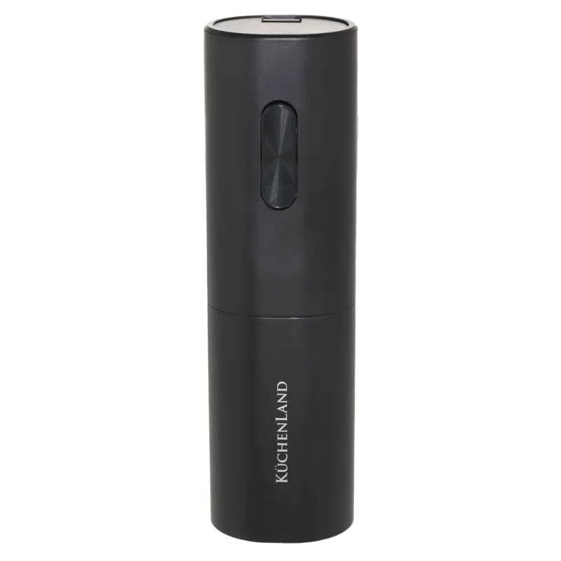 Electric corkscrew, 19 cm, plastic/steel, Black, Bar, image-0