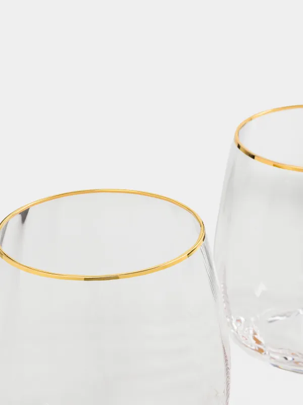Glass, 10 cm, 450 ml, 2 pcs, glass R, with golden edging, Filo R gold, image-2