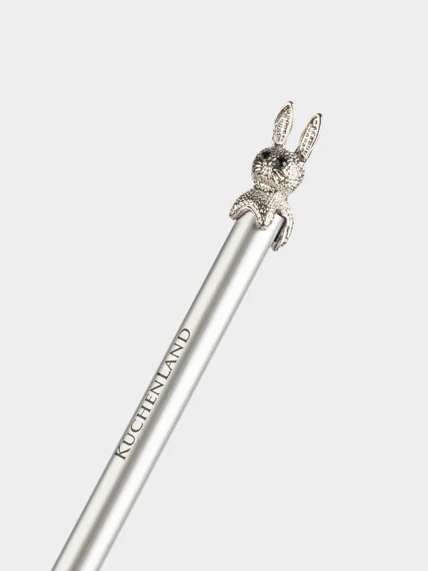 Pencil, 18 cm, black-graphite, with figure, silver, Hare, Draw, image-2