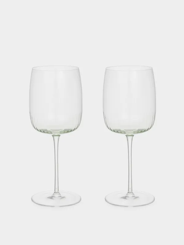 Wine glass, 400 ml, 2 pcs, crystal glass, green, Rofrano, image-0