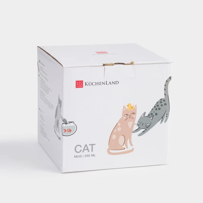 Mug, 500 ml, porcelain F, white, Cats, Cat, image-5