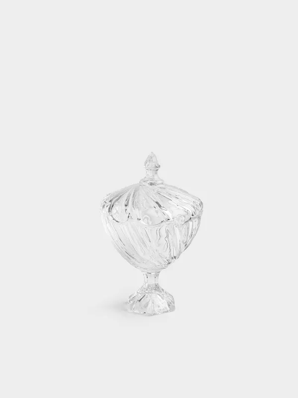 Candy bowl, 14x23 cm, 480 ml, on a leg, with a lid, glass R, Torsido, image-0