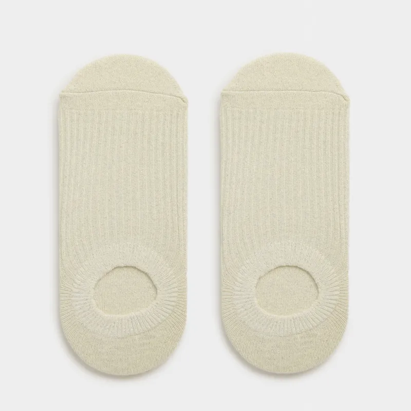 Women's no-show socks, size 36-38, cotton / nylon, light yellow, Glint