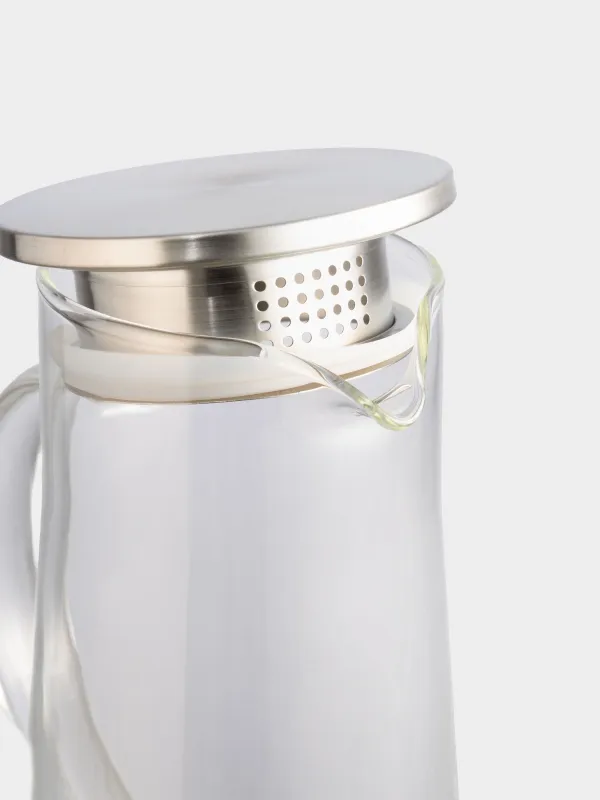 Jug, 1,5 l, with filter cap, glass B / steel, Pyramid, image-4