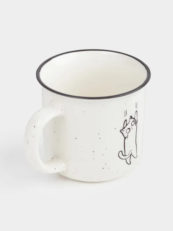 Mug, 360 ml, Porcelain N, milky, speckled, Kitten, Cat, image-1