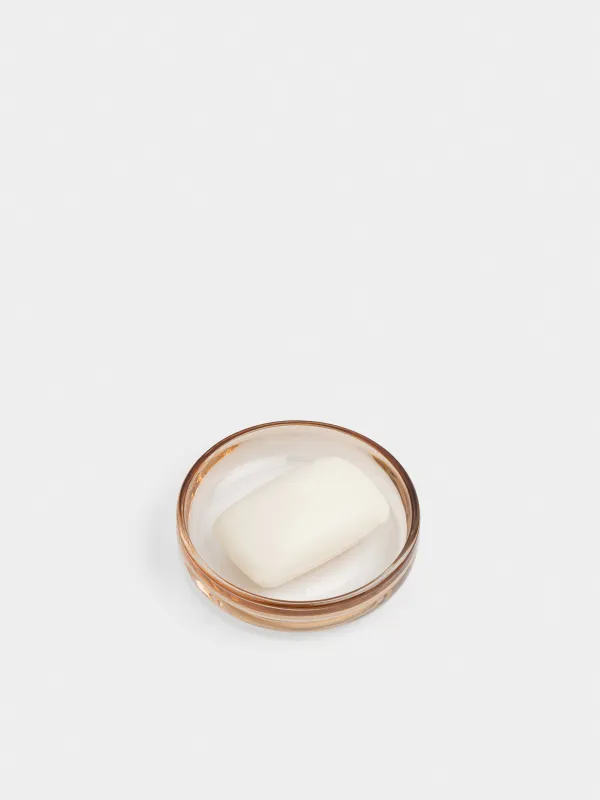 Soap dish, 12 cm, glass, oval, brown, Gradient, Rachas, image-3