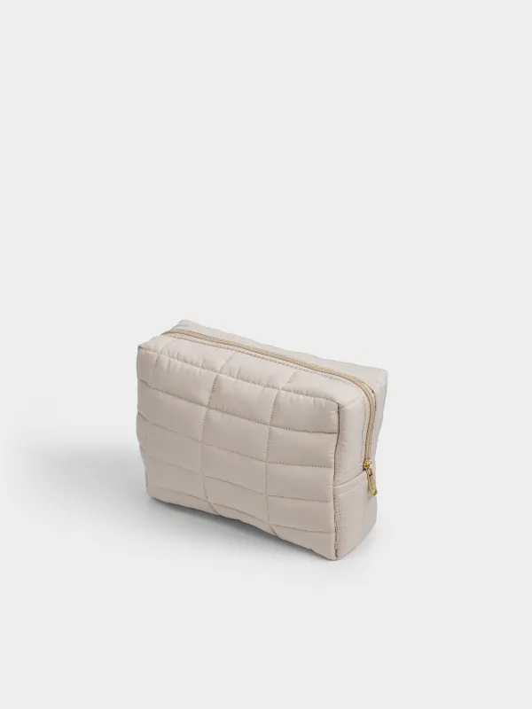 Makeup bag, 18x26 cm, quilted, polyester, beige, One stitch, image-4