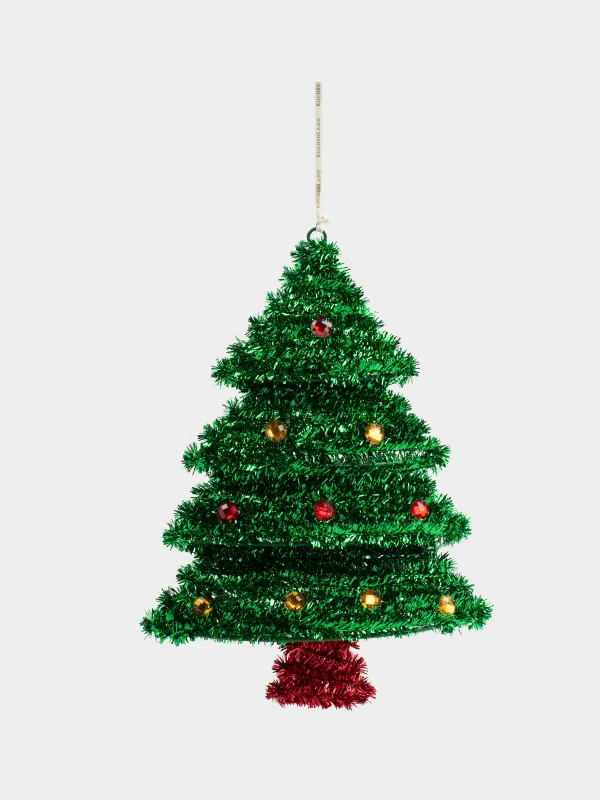 Embellishments, decorative, 36 cm, hanging, tinsel / plastic, green, Christmas tree, Tinsel decor, image-4