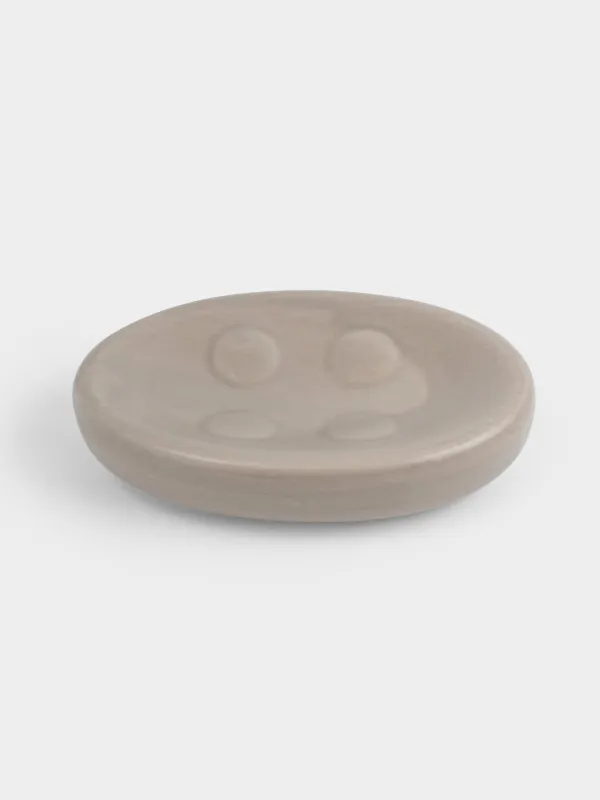 Soap dish, 13x9 cm, ceramic, oval, beige-gray, Giza, image-2