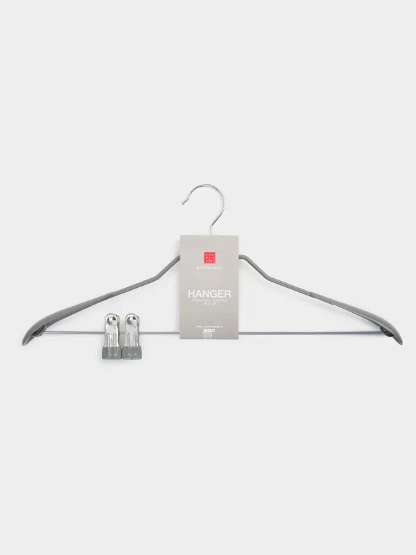 Hanger, 44 cm, with clips for trousers/skirts, metal coated, Gray, Colorful house, image-3