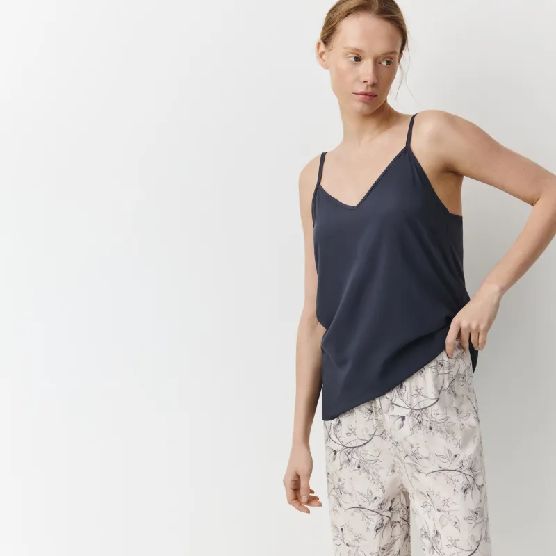 Women's trousers, homewear, size L, viscose, milky, Flowers, Janice