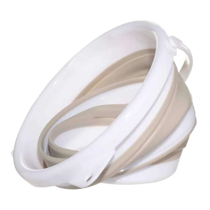Foldable bucket, 5 l, plastic / rubber, grey-beige, Foldaway, image-2