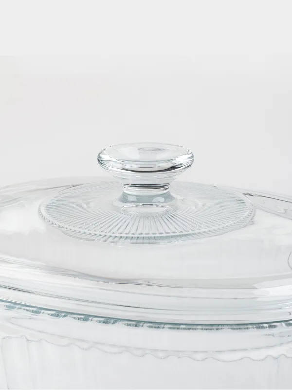 Baking dish, 27x19 cm, 1.8 L, with lid, glass T, Oval, Cook ribbed, image-8