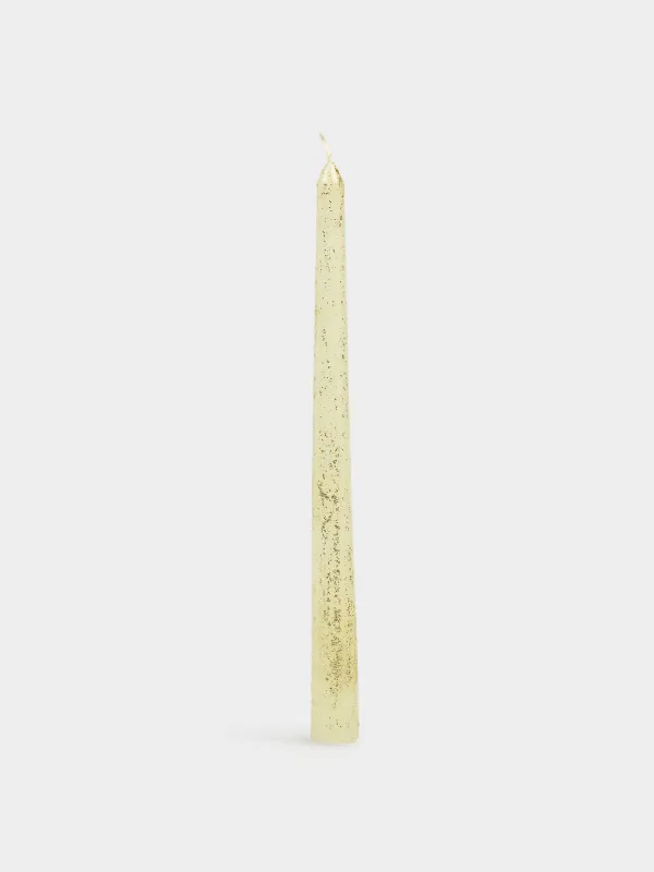 Candle, 25 cm, thin, with glitter, milky, Sparkly candle, image-0