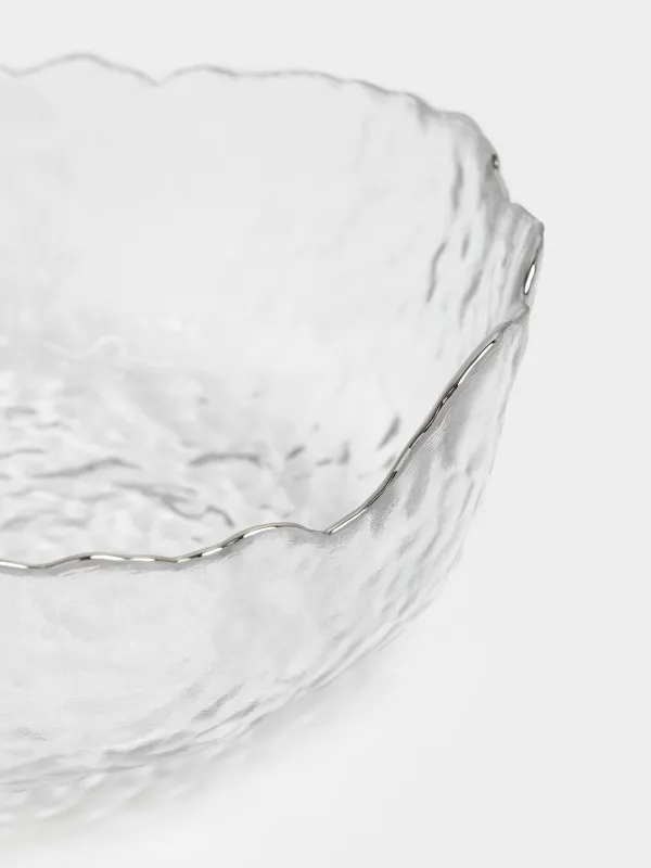 Bowl, 13x6 cm, glass, with silver edging, Nautilus silver, image-3