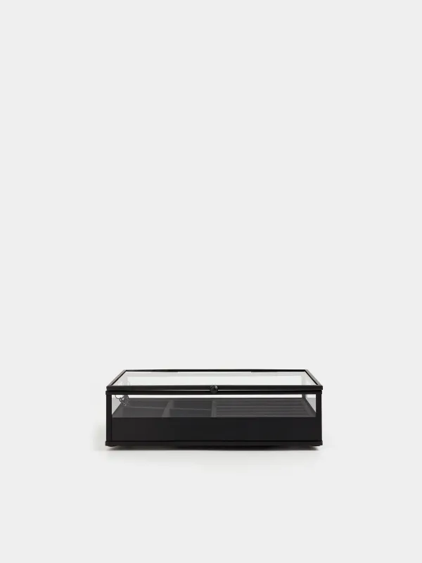 Jewelry box, 21x13 cm, glass / metal, black, Collection, image-1