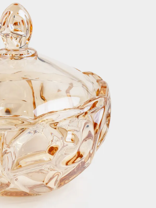 Storage container, 19x17 cm, 1 l, glass R, amber, Patterns, Gala, image-1