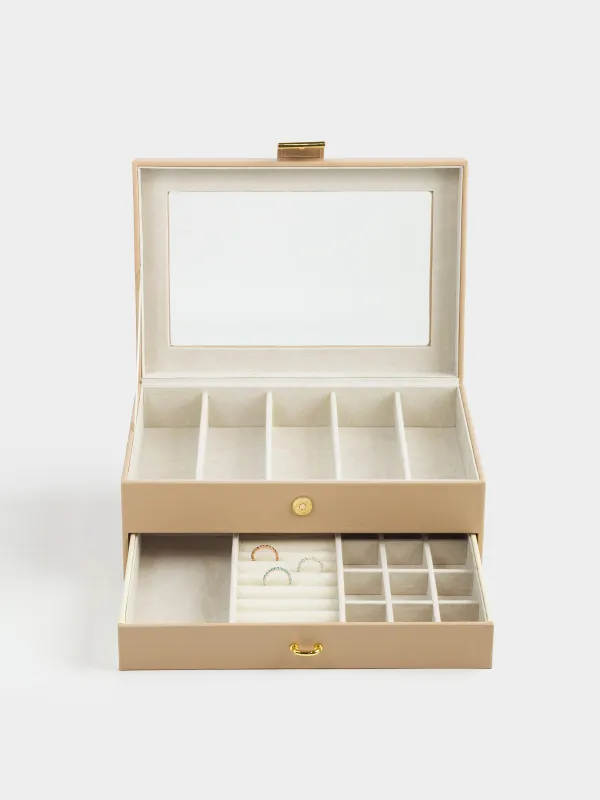Jewelry box, 26x18 cm, wood/PU leather, beige, Premiere, image-5