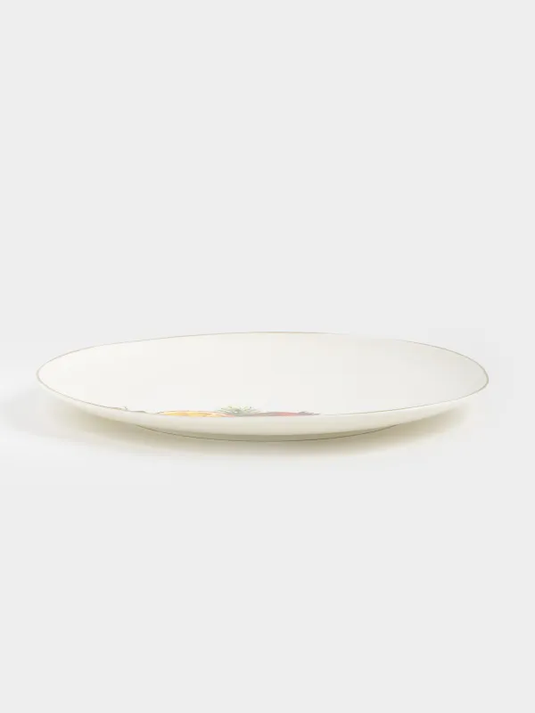 Dinner plate, 28 cm, porcelain N, white, with golden edging, Pomegranates and orange, Christmas miracle, image-2