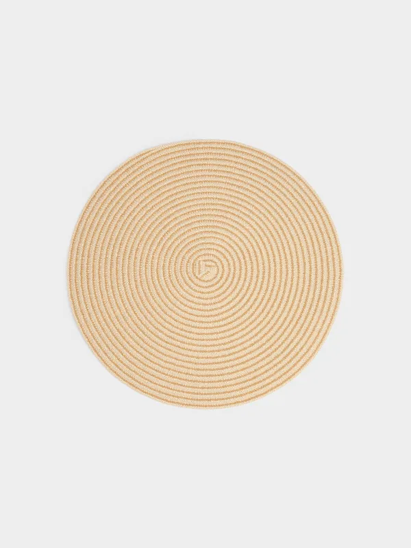 Placemat, 38 cm, cellulose, round, beige, Straw, image-0