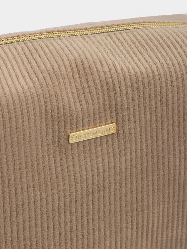 Makeup bag, 25x18 cm, ribbed, velvet, beige, Moire, image-3