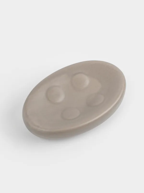 Soap dish, 13x9 cm, ceramic, oval, beige-gray, Giza, image-4