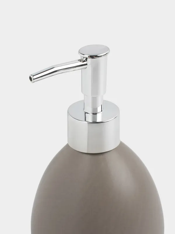 Liquid soap dispenser, 280 ml, ceramic / plastic, beige-grey, Giza, image-3