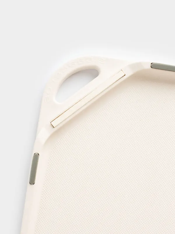 Cutting board, 23x28 cm, with sharpener / garlic grater, plastic, beige, Soft kitchen, image-3