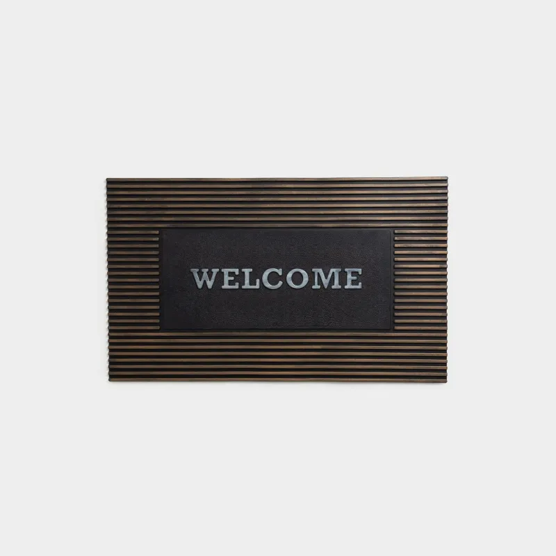 Door mat, 45x75 cm, rubber, bronze-black, Stripes, homewear deco