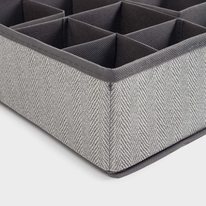 Organizer-divider for drawers, 32x24 cm, 12 otd, textile, gray, Pedant new, image-1