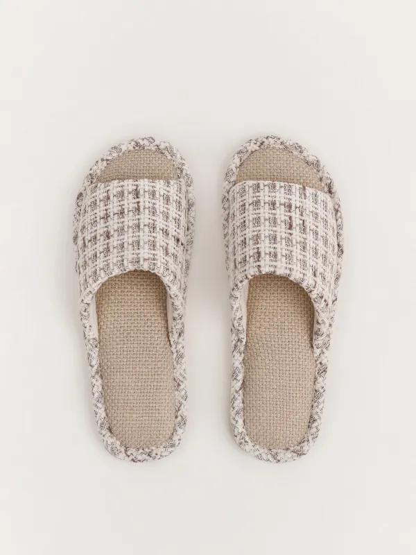 Women's slippers, homewear, size 36-37, Chenille, milky, Chenille, image-1
