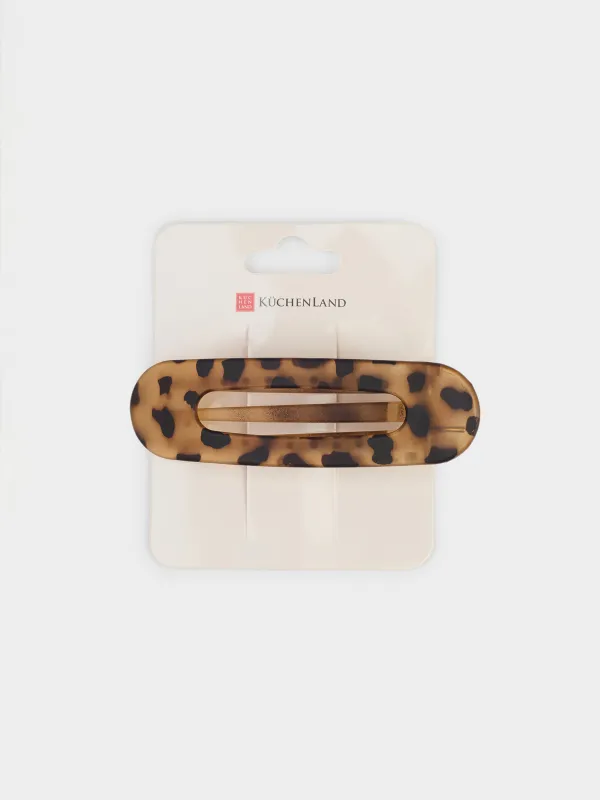 Hair clip, 11 cm, plastic / metal, brown, Glam, image-2