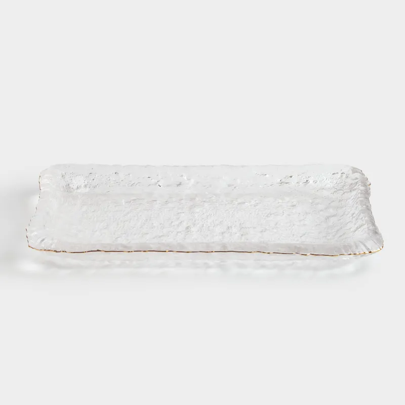 Dish, 14x23 cm, rectangular glass, with golden edging, Nautilus gold