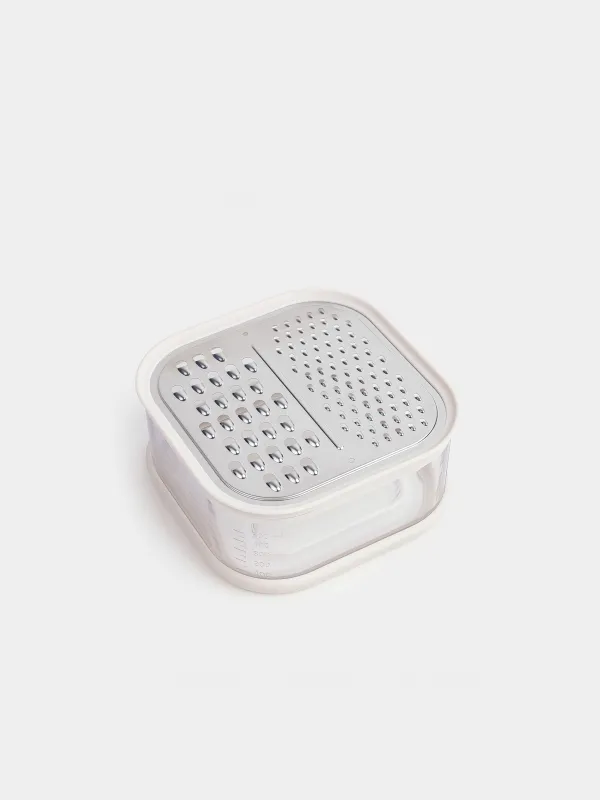 Grater, 14x14 cm, with container, steel/plastic, dairy, Soft kitchen, image-0