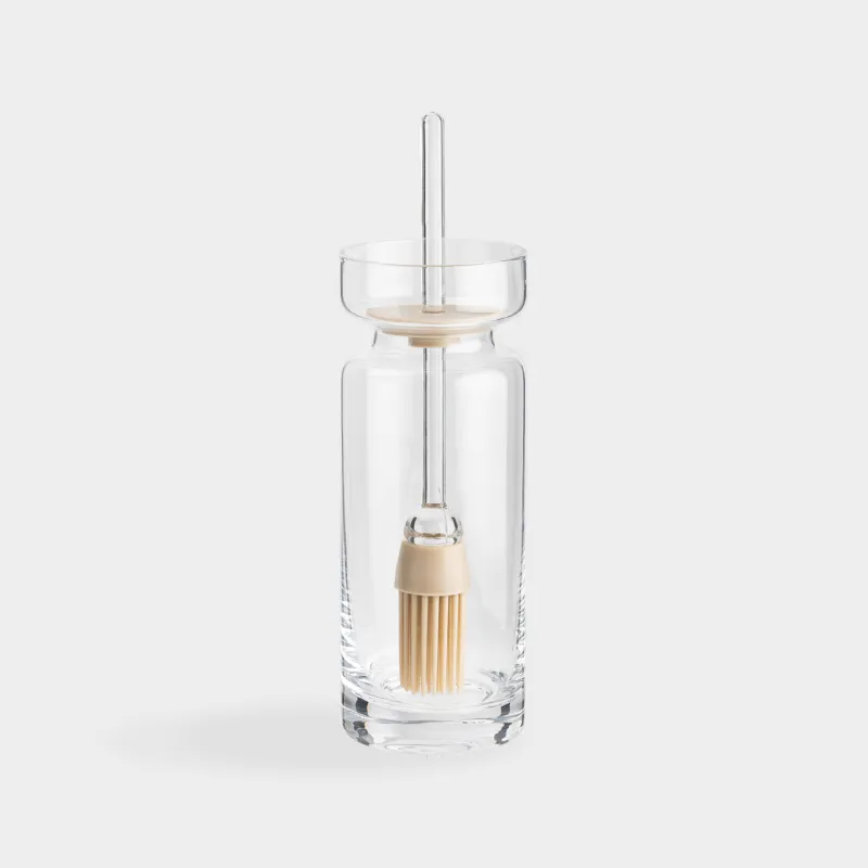 Oil container, 270 ml, with brush, Glass / Silicone, Beige, Soft Kitchen