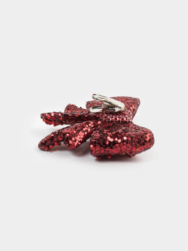 Decorative ornament, 10 cm, clip-on, foam, red, Sequin bow, Figure sparkle, image-4