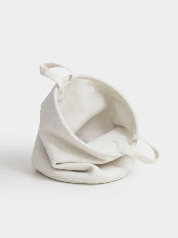 Laundry storage bag, 36x38 cm, with handles, Boucle, round, milky, Boucle, image-3