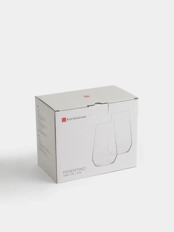 Glass, 14 cm, 580 ml, 2 pcs, crystal glass, Ferentino, image-4