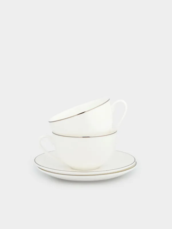 Tea pair, 2 pers, 4 pr, 250 ml, porcelain F, Pearl-platinum, image-0