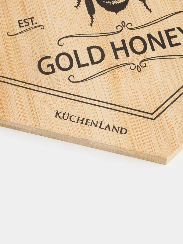 Cutting board, 25x22 cm, bamboo, hexagonal, Bee, Honey, image-1